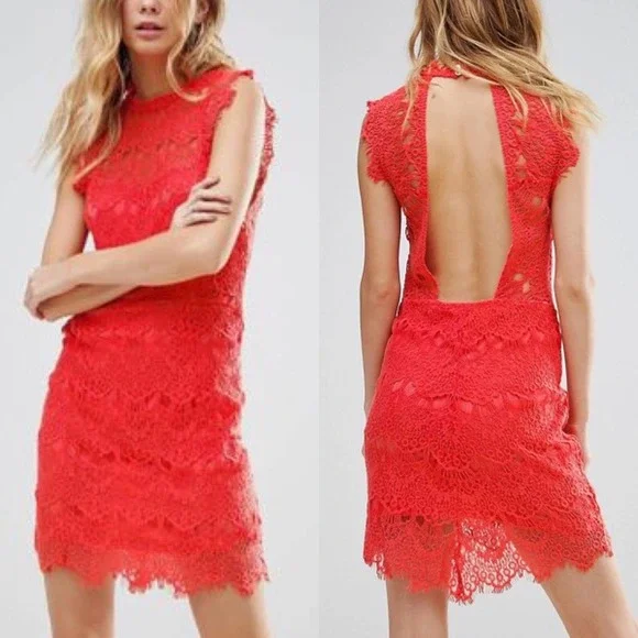 NWT Free People Daydream Coral Lace Dress Size L - Picture 1 of 8